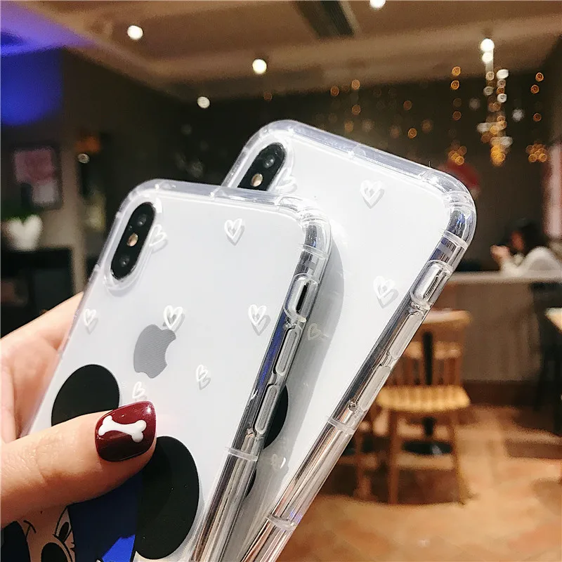 Противоударные чехлы для телефонов с Микки и Минни Маус для iPhone 11 Pro X XR XS MAX, мягкая прозрачная задняя крышка из ТПУ для iPhone 6 6s 7 8 Plus