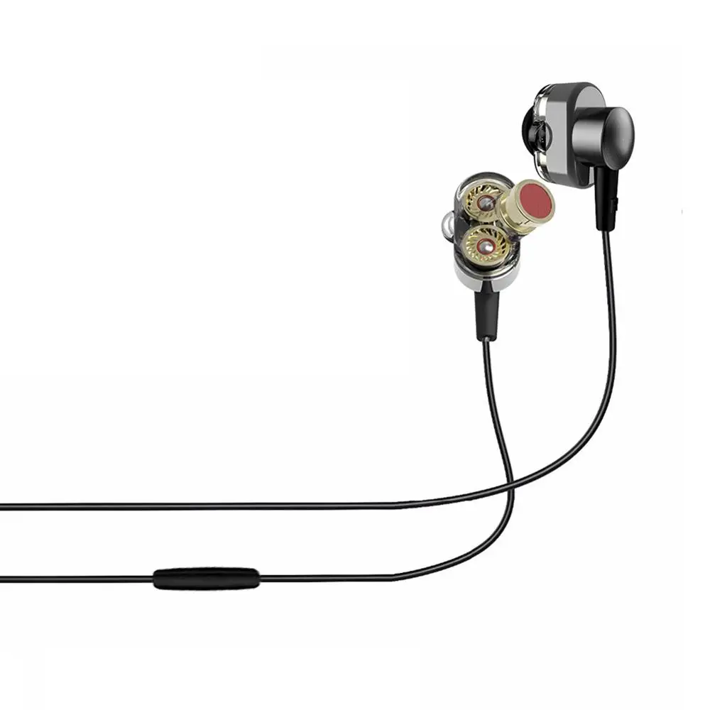 withmic QKZ KD2 двойные подвижные катушки стерео наушники-вкладыши спортивные Hi-Fi Heaphones наушники для мобильного телефона планшета - Цвет: withmic