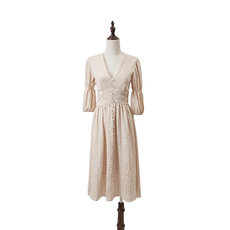 Dream Trend 2018 New Summer Dress High Waist Women Big v-neck Vintage Linen Elegant White Half-sleeve Sun Dresses | Женская одежда