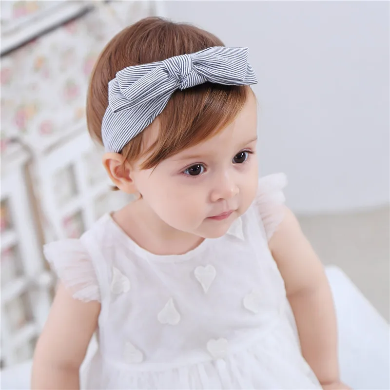 1pc Girl Boys Bow Hair Bands Double Bowknot Headband for kids Cotton Stripe Hairband Headwear Turban Girls Accessories | Детская одежда