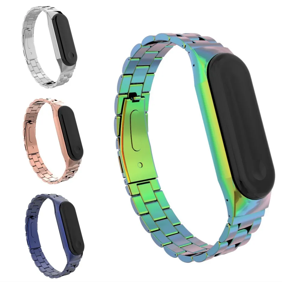 Браслет из нержавеющей стали для Xiaomi Band 3 ремешок цвета розового золота сменный
