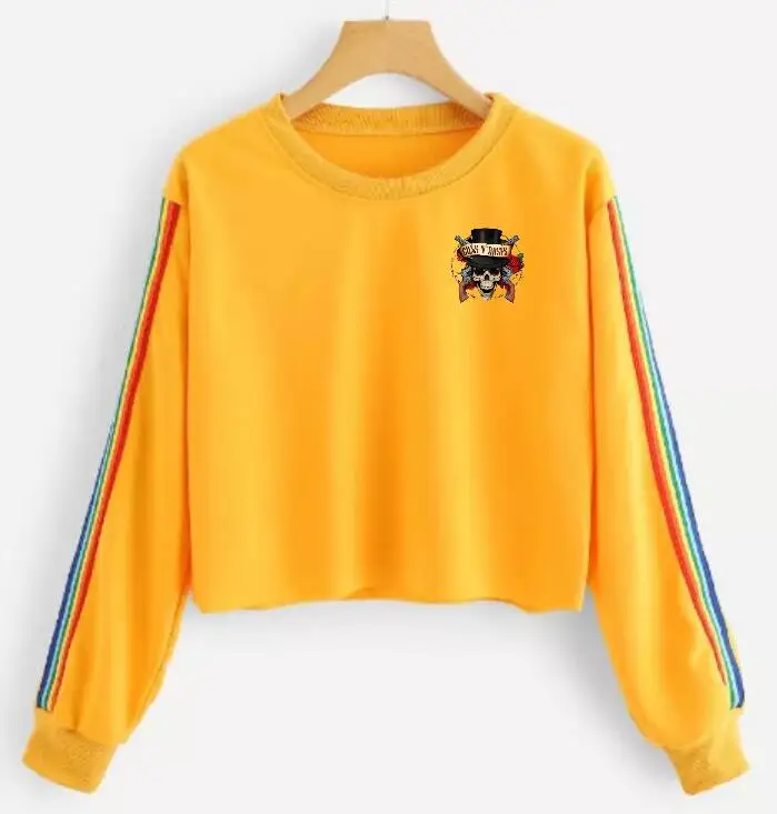 Новая модная женская футболка guns N Roses рок-группа хип-хоп круглый вырез длинный