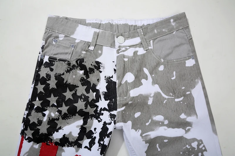 2018 модные высококачественные мужские Модные джинсы с принтом американского