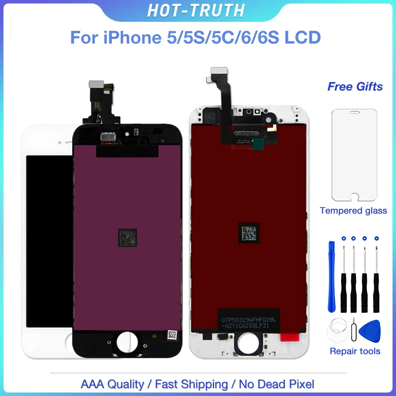 1 шт. OEM дисплей для Apple iPhone 5 5s 5c 6 6s ЖК дигитайзер Assemby AAA экран Запасные части 100% без