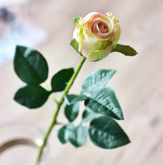 champagne rose 24 шт./лот!, супер высокая имитация, настоящее прикосновение, искусственные розы, свадебные декоративные увлажняющие фетровые латексные розы - Цвет: champagne rose