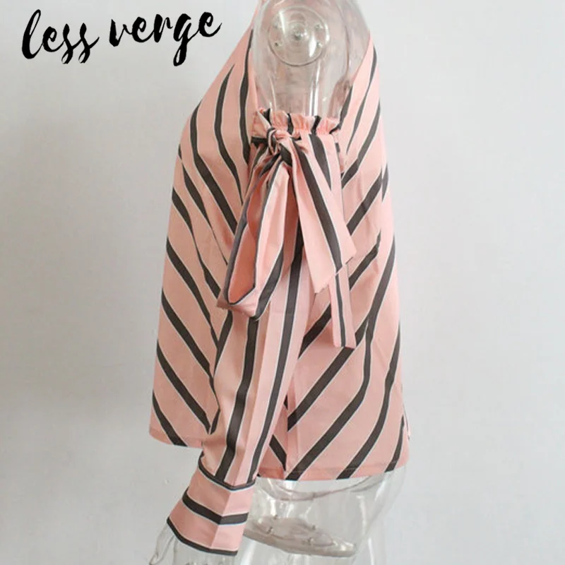 Lessvege Женская Полосатая блуза на одно плечо рубашка сексуальная длинный рукав
