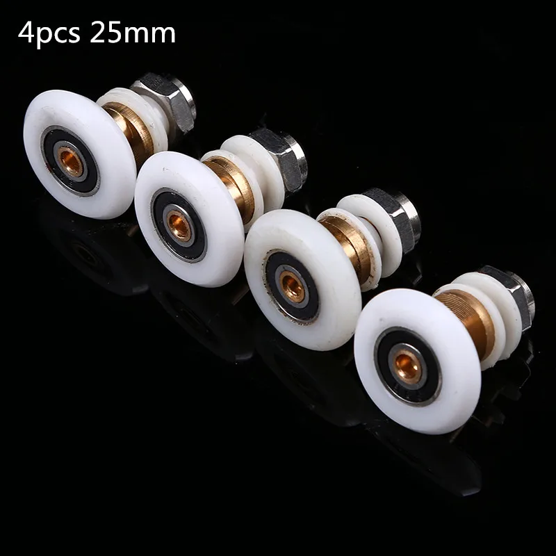 4pcs 25mm WHISM 25/27 мм душевая Ванна Стекло раздвижные ролики Ванная комната направяющая двери нейлоновые колеса шкивы Замена мебельная фурнитура - Цвет: 4pcs 25mm