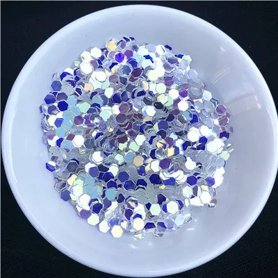 3mm Hexagon 10 г/упак. высокий Блестящий Кристалл 1-4 мм Звезда Сердце точка Слива ПЭТ блестки пайетки для лак для ногтей/свадебные конфетти украшения - Цвет: 3mm Hexagon