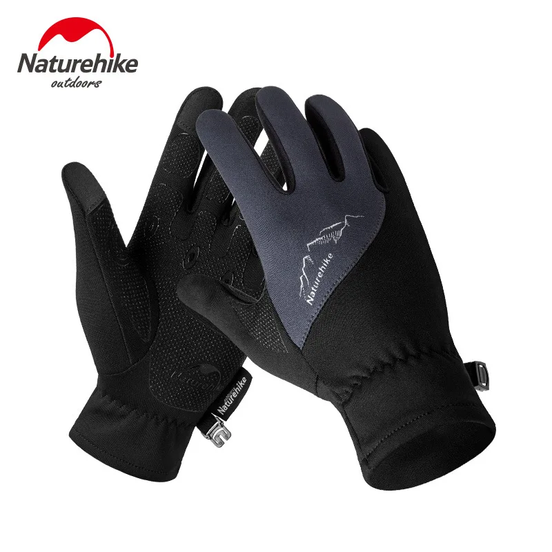 Naturehike NH17S004-T зимней одежды в стиле унисекс спортивные игры для сенсорного экрана с защитой от ветра Термальность флисовые перчатки для бега на улице Пеший Туризм Велоспорт шлем для езды на велосипеде - Цвет: Gray