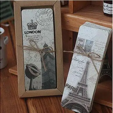 29pcs/pack Retro Paris paper Bookmark pack paper book holder message card in Kraft package