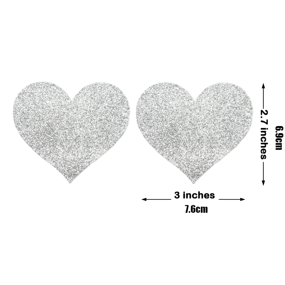 Glitter Silver Heart Ypser наклейки на соски, отделяющие грудь пасти, крышка для сосков, 10 пар - Color: Glitter Silver Heart