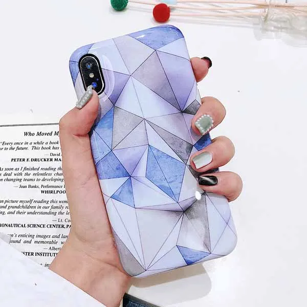 g LOVECOM мраморный чехол для телефона для iPhone 11 Pro Max XS Max XR XS 6 6S 7 8 Plus X геометрический треугольник мягкий IMD чехол для телефона подарки - Цвет: g