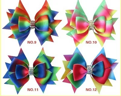 

100 PCS Good Girl Boutique 3.5" Rainbow snowflake Hair Bows Clip Accessories