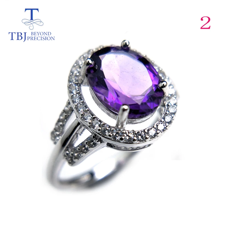 Tbj простой элегантный Африканский аметист кольцо с натуральным аметистом
