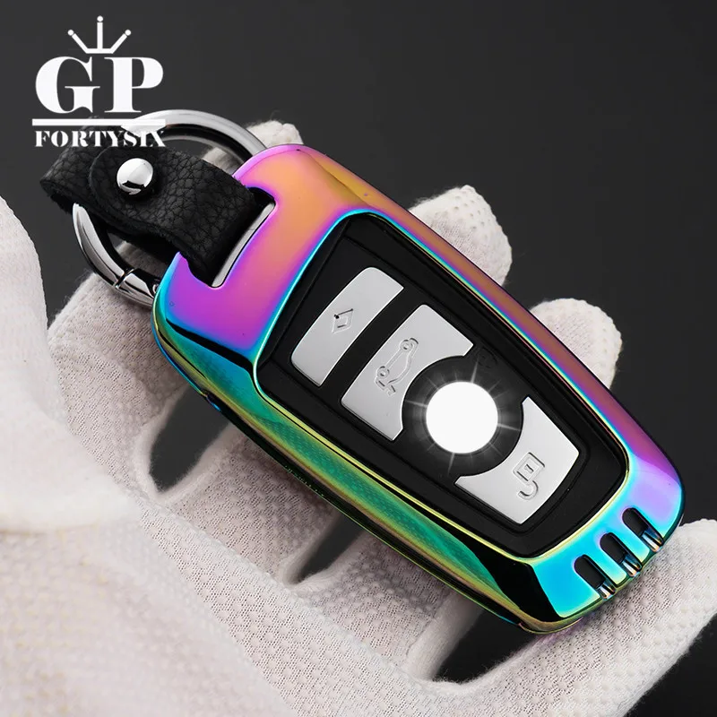 Car-Styling Zinc Alloy+Leather Remote Control Car Key Fob Holder Case Cover Keychain Protective Shell For BMW 3 5 7 Series | Автомобили и