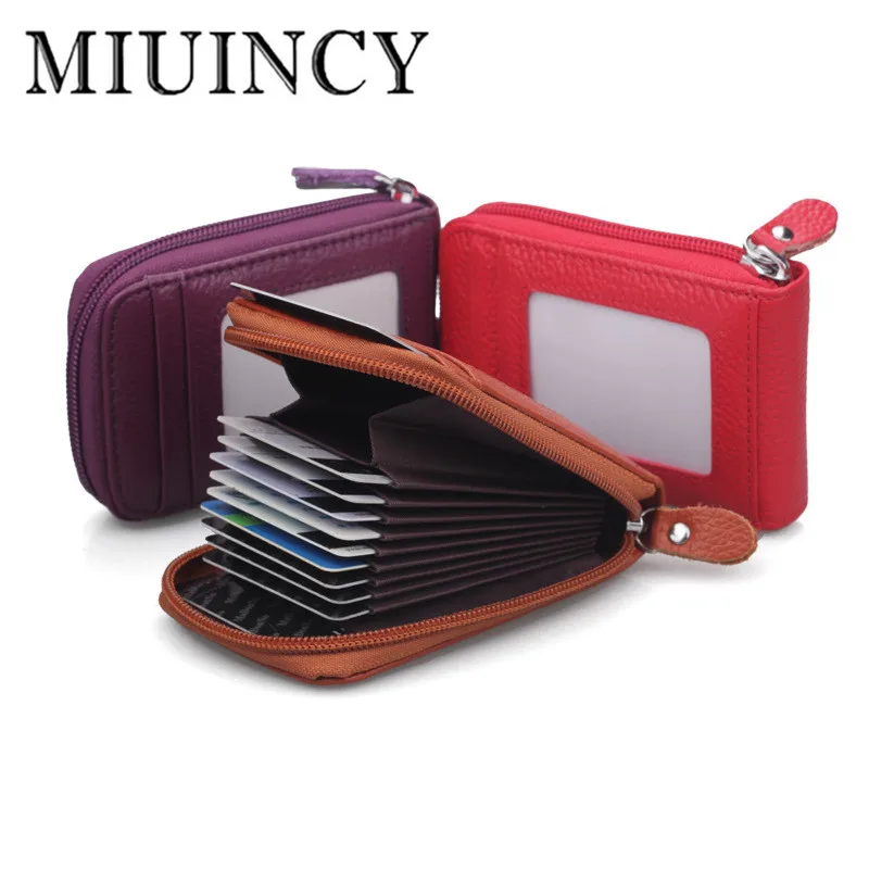 Miuincy бренд унисекс держатель карты мода кожаный бумажник молния ID кредитных карт