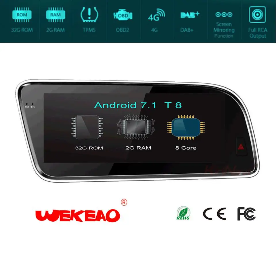 Wekeao 8 &quotCar Audio мультимедийный плеер для Audi Q5 2009-2017 авто радио gps Navi Стерео Bluetooth Android