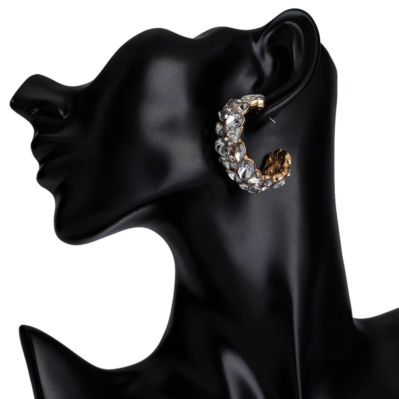 Женские серьги кольца в Корейском стиле с круглыми кристаллами 2019|Серьги-кольца|