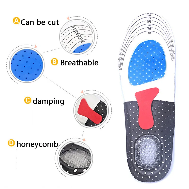 

2021 Free Size Unisex Orthotic Arch Support Shoe Pad Sport Running Gel Insoles Men Women Insert Cushion