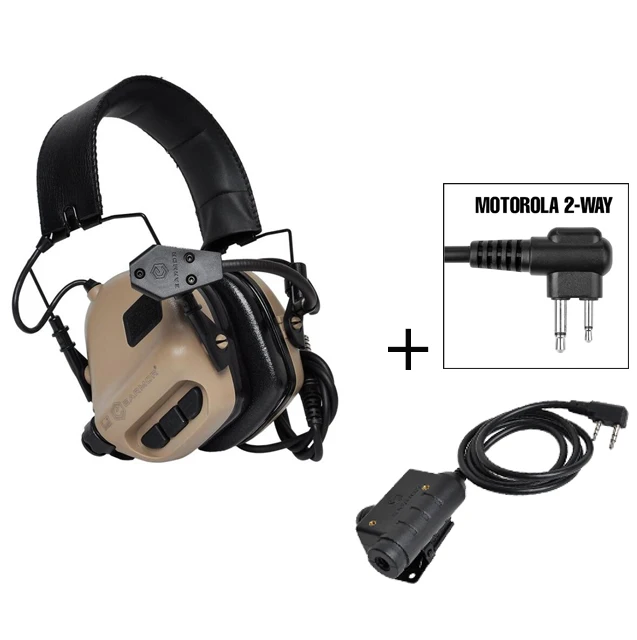 Opsmen earmor пневматический M32 наушники с микрофоном для военная Униформа Airsoft Связь и M51 PTT Kenwoo телефон Motorol 2-полосная версия - Цвет: TAN-M2