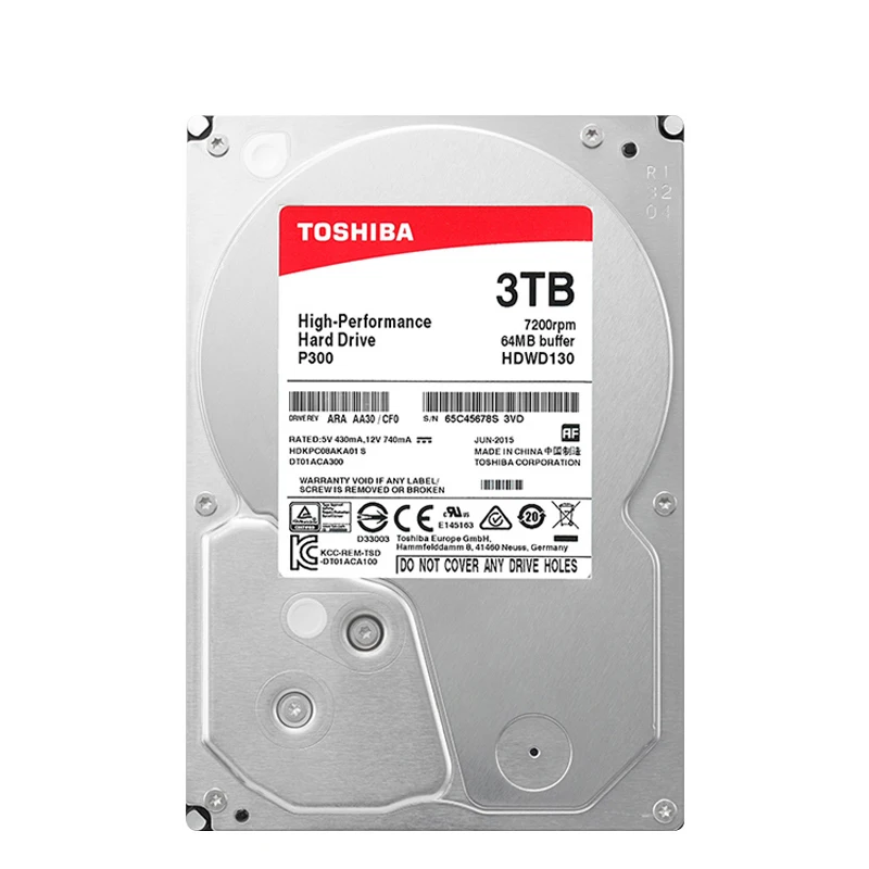 Original Toshiba HDWD130AZSTA 3TB 3.5&quot Internal HDD SATA 3.0 7200RPM 64 MB Cache P300 Series Hard Drive Disk for Desktop PC |