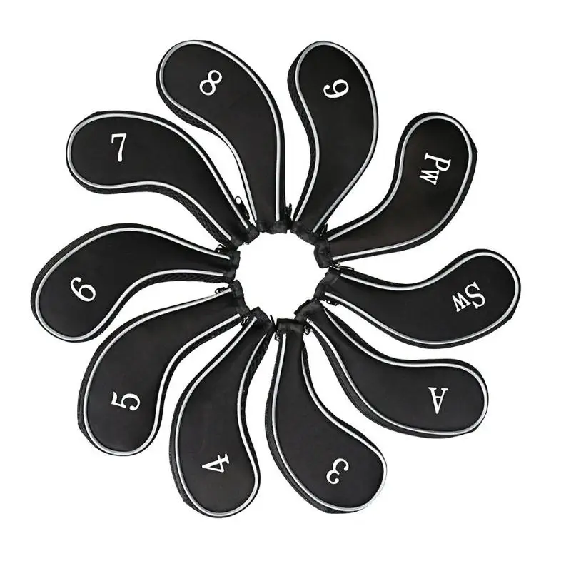 10 шт./упак. чехол для головки клюшки для гольфа чехол для защиты головы Набор цифр напечатанный с молнией Гольф клуб аксессуары