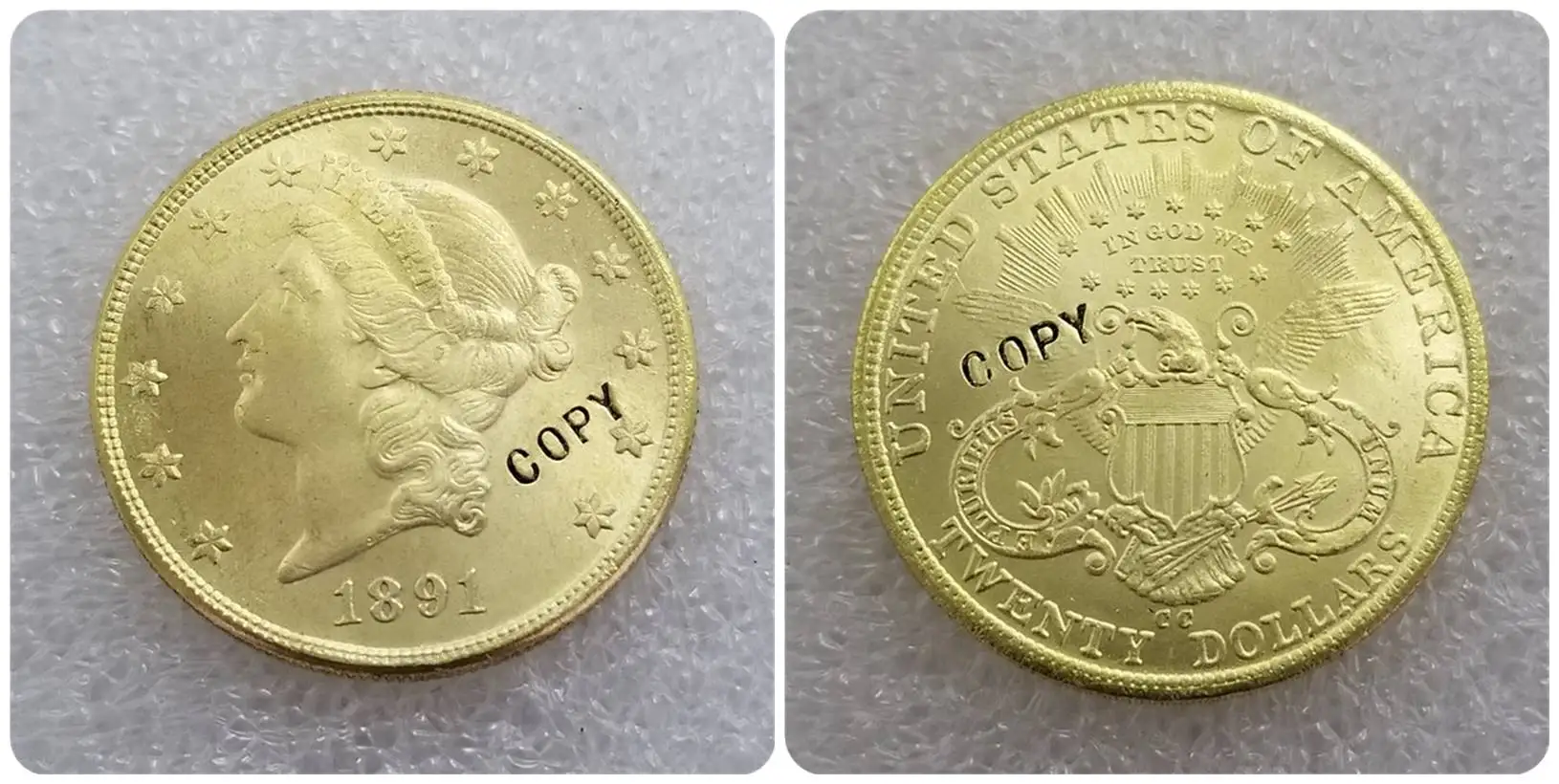 США 1878-1893$20 символ свободы, двойной Орел копия монет - Цвет: 1891CC