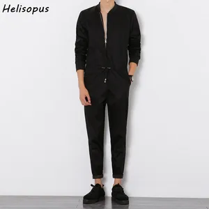 Комбинезон Helisopus 2020, комбинезон на молнии, брюки-султанки, мужской слитный облегающий черный комбинезон с длинным рукавом, Азиатский размер