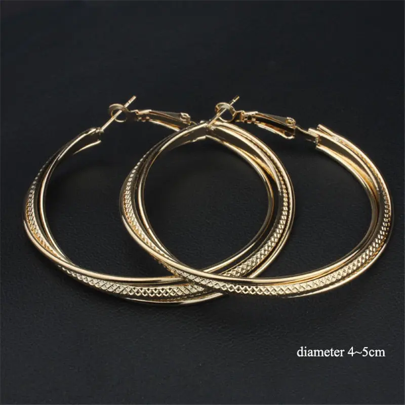SOHOT Fashion Gold Color Metal Large Round Hoop Earrings Punk Jewelry Accessory for Women Christmas Gifts | Украшения и
