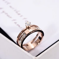 yun ruo rose gold color ladys wedding ring zircon inlay love forever christmas gift for woman fashion titanium steel jewelry