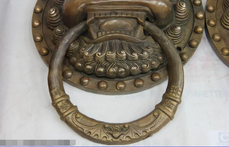 Chinese bronze Copper Foo Dog Guardian Lion Tiger Head Door handle Knocker Pair | Дом и сад