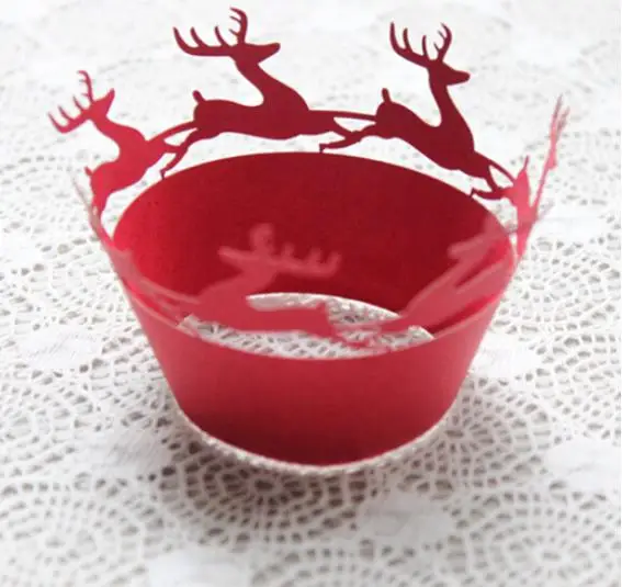 360 шт./лот лазерная резка оленей Форма Бумага wrapper свадьбу десерт окружающих края