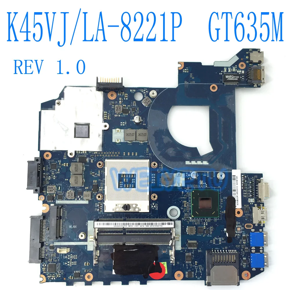 K45VJ GT635M LA-8221P Motherboard For ASUS K45VD A45V K45V K45VM K45VJ K45VS A45V A85V Laptop Main Board Mainboard 100% Test