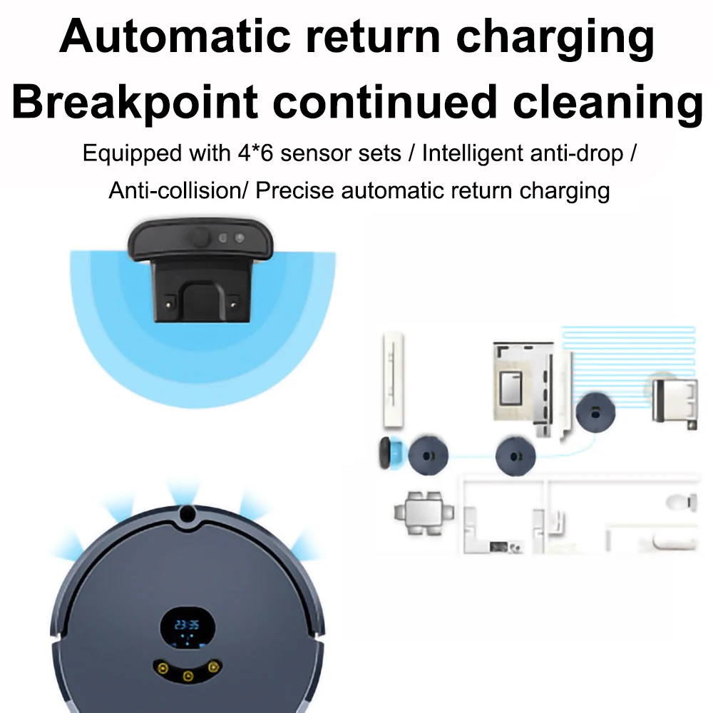 Robot Vacuum Cleaner for Home Automatic Sweeping Smart Planned WIFI Mobile APP Control Charge Dust Sterilize Scrubber Floor New | Бытовая