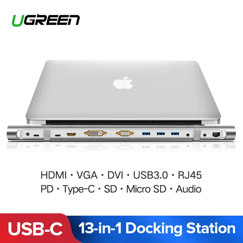 Док станция Ugreen USB C универсальный адаптер HDMI Type к 3 0 для MacBook Pro 13 Air разветвитель 1
