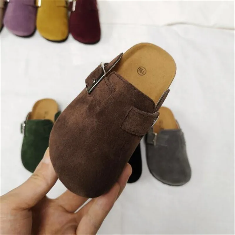 Коричневый New Summer Casual Slippers Children Flat Heels Baotou Beach Shoes Baby Toddler Nubuck Leather Slides Kids Sandals 041 - Цвет: Коричневый