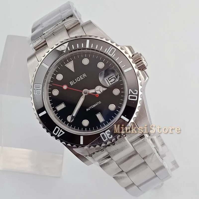 Светящийся автоматический мужской браслет 40 мм механический из нержавеющей