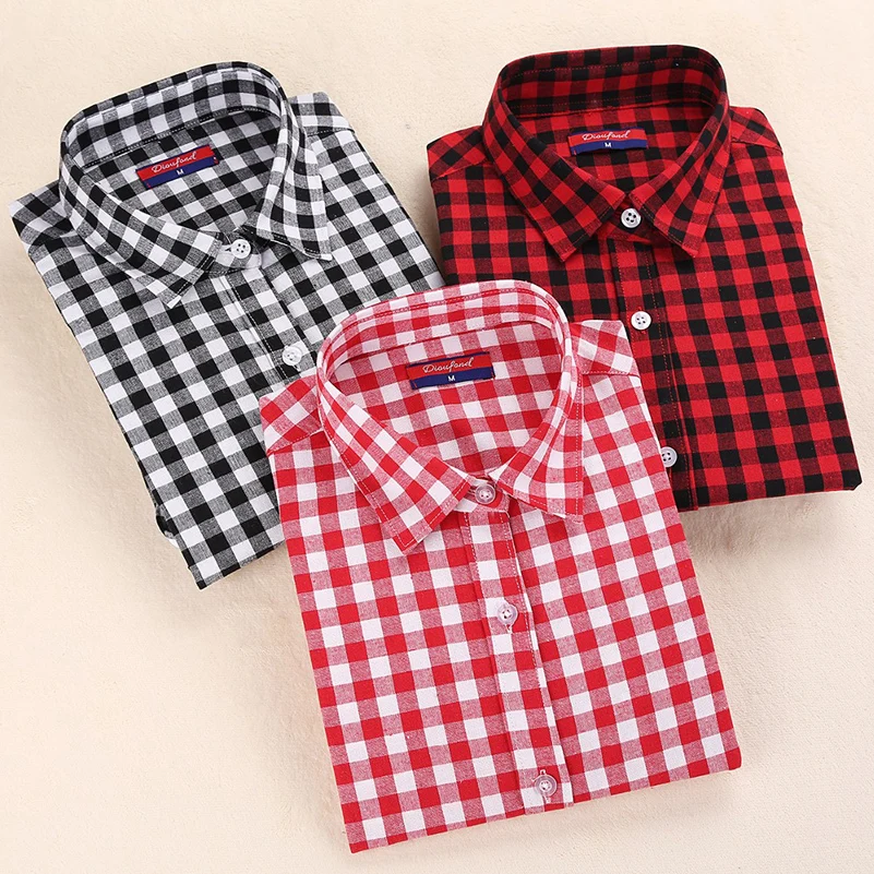 Женская клетчатая блузка хлопковая с длинным рукавом Лидер продаж|shirt ads|shirt brashirt