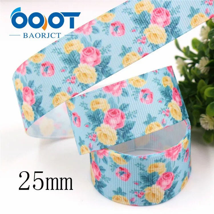 G-18815-940 OOOT BAORJCT G-18815-938, 25/38/75 мм, 10 ярдов ленты с цветами Термальность с печатным рисунком grosgrain Свадебные аксессуары DIY материал - Цвет: G-18815-940