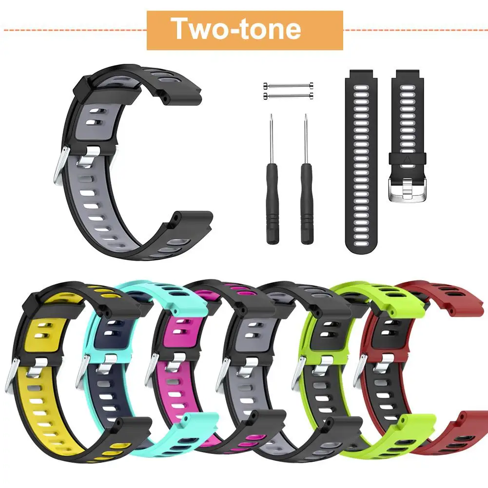 

Watch Band Kit Silicone Two-Color Comfortable Replacement Strap for Garmin Forerunner 735XT 630 620 235 230 220