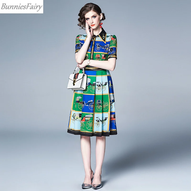 BunniesFairy 2019 новые летние Винтаж Ретро колёса и цепи узел цветочный принт короткий