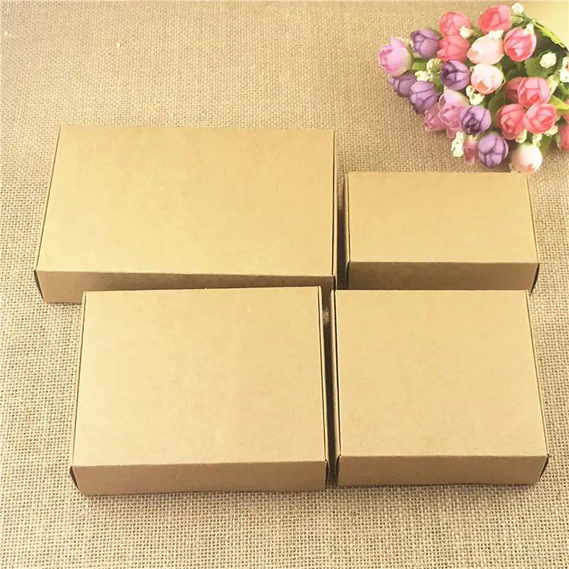 50Pcs/Lot Four Size Kraft Paper Brown Plane Boxes For Thanksgiving Festival Dessert Muffin Flower Gifts Storage Container Box | Дом и сад