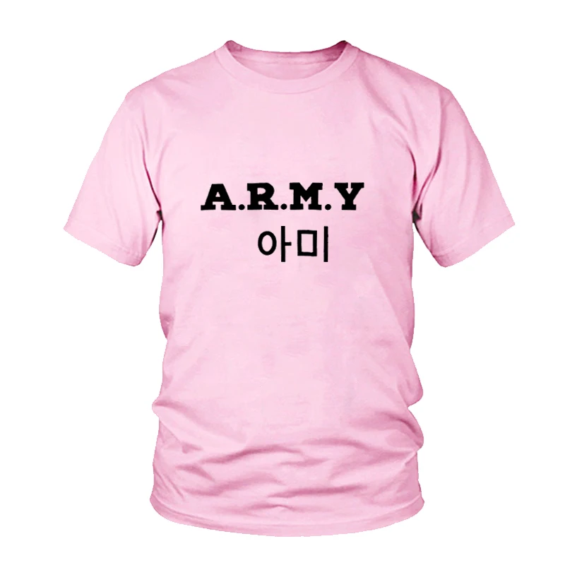

Korea Fashion HIP HOP A.R.M.Y Shirt Tumblr Graphic Streetwear Cool Female O Neck Shirt Letter Print Tees Tops Cotton Outfits