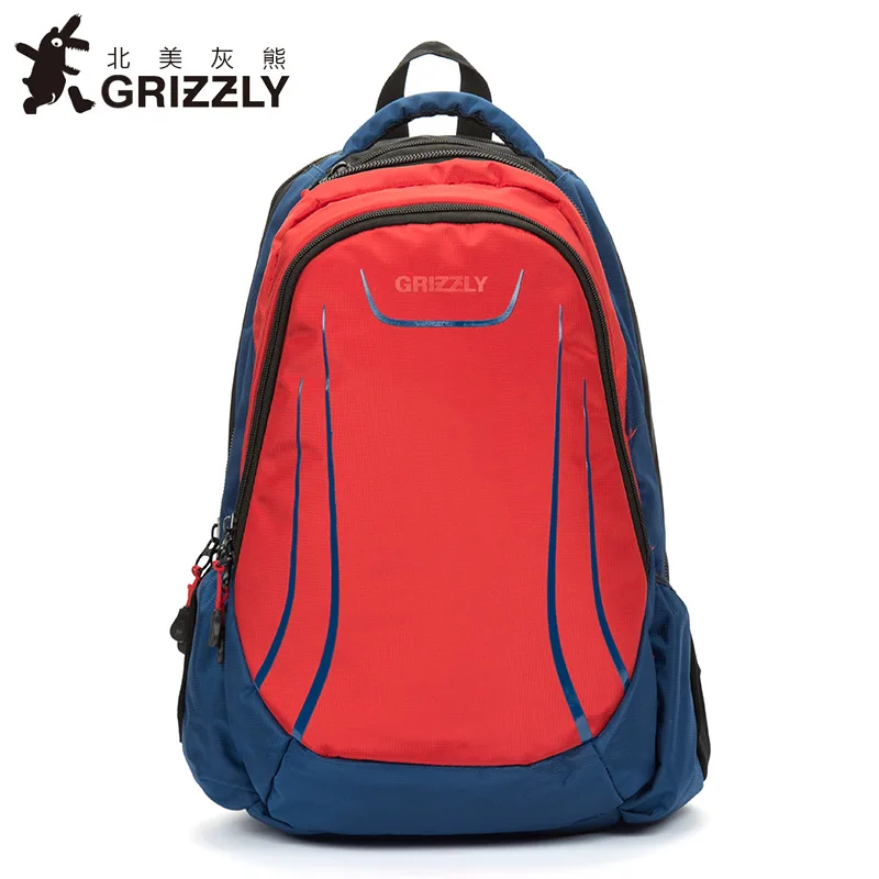 GRIZZLY детский Оксфорд рюкзак многофункциональный мужской школьный рюкзак Mochila Женская специальная Дорожная сумка большой емкости Водонепроницаемые сумки - Цвет: Красный