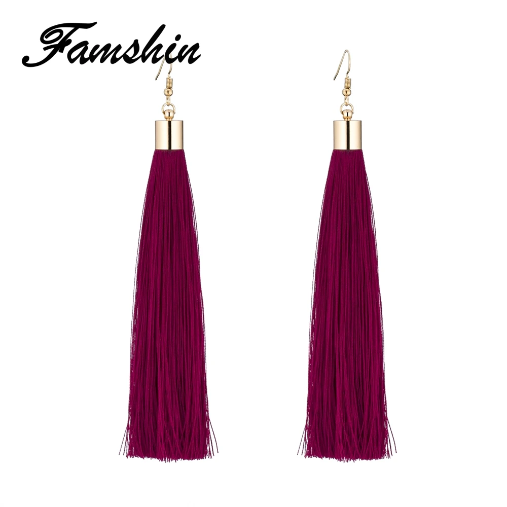 Женские винтажные серьги FAMSHIN с длинной кисточкой 17 цветов подарок|earrings dangle|vintage
