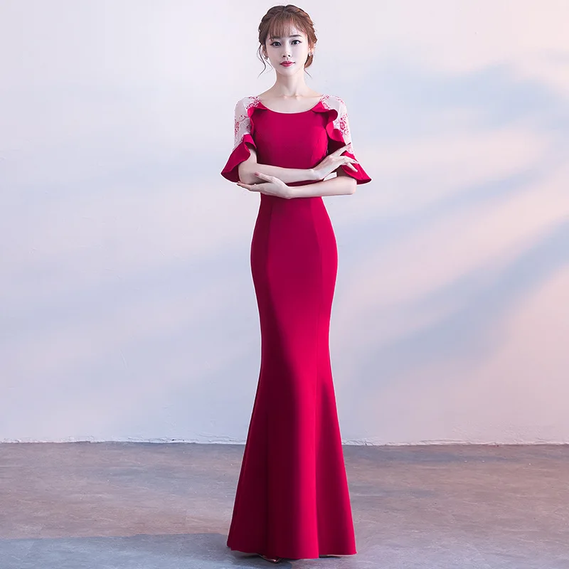 Элегантное тонкое длинное платье с русалочкой чонсам Vestidos восточные Ципао
