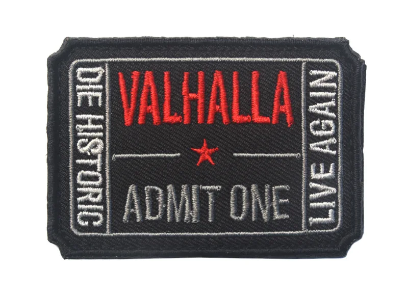 Velcro embroidery VALHALLA принять один билет Мораль патч Mad Skull Max тактические армейские Викинги Live Again Die история значок патч аппликация - Цвет: Velcro embroidery