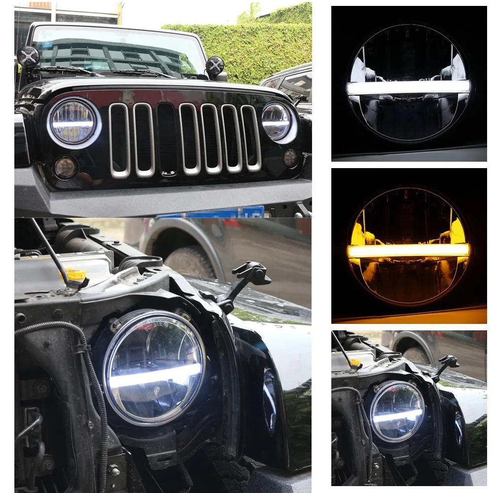 Авто фары светодиодный 7 дюймов круглый фар Conversion Kit для Lada Niva Jeep Wrangler Hummer |