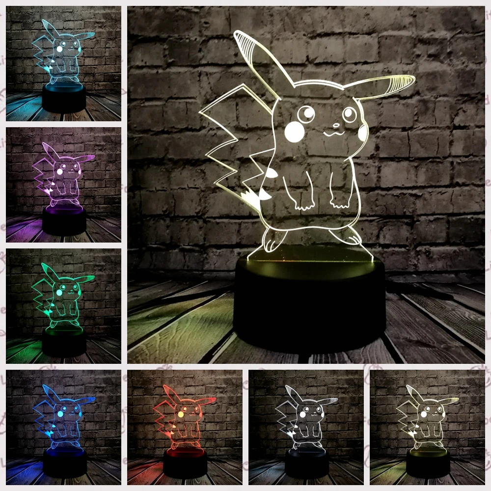 Pokemon Go фигурка 3D RGB лампа Пикачу Eevee черепаха птица Огненный Дракон Pokeball шар Bulbasaur Bay ролевой подарок Ночной светильник светодиодный