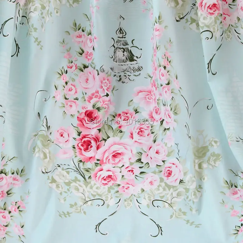 Новинка 160 см ширина светло-голубой Винтажный Розовый цветочный 100% саржевый